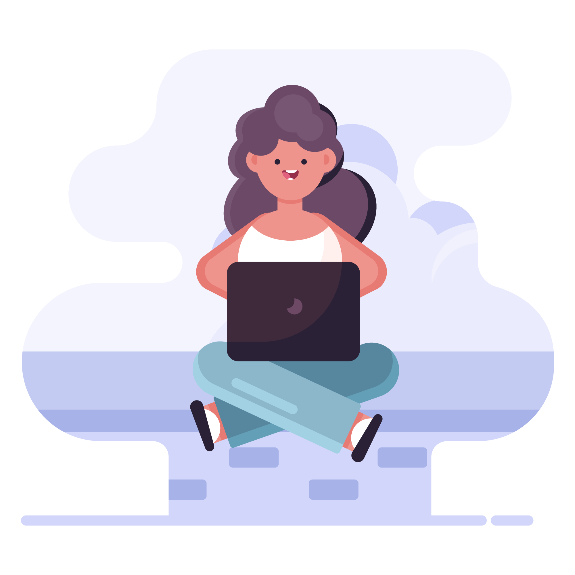 woman using a laptop illustration