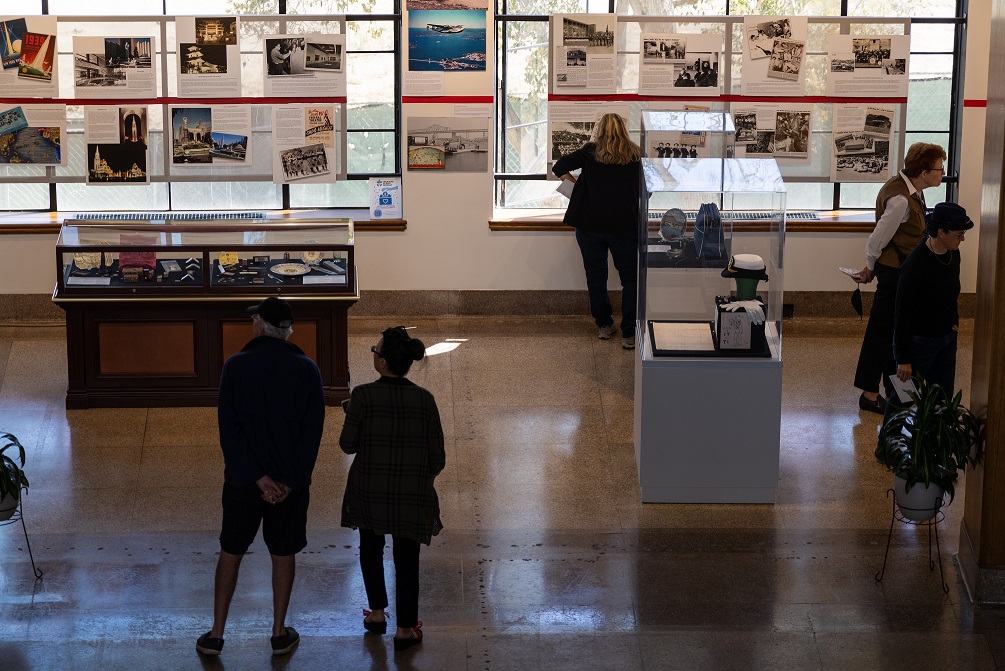 The Treasure Island Museum gallery space is shown and visitors are interacting with he space