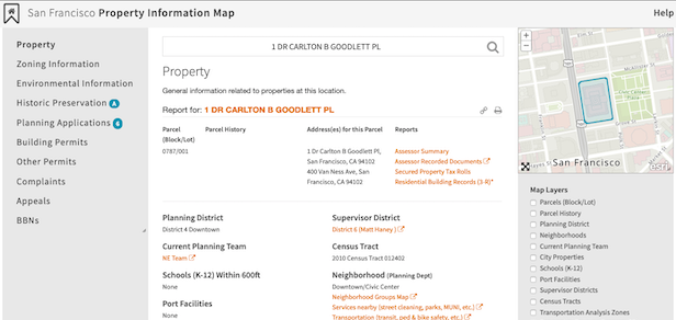 Property Information Map (PIM) screen