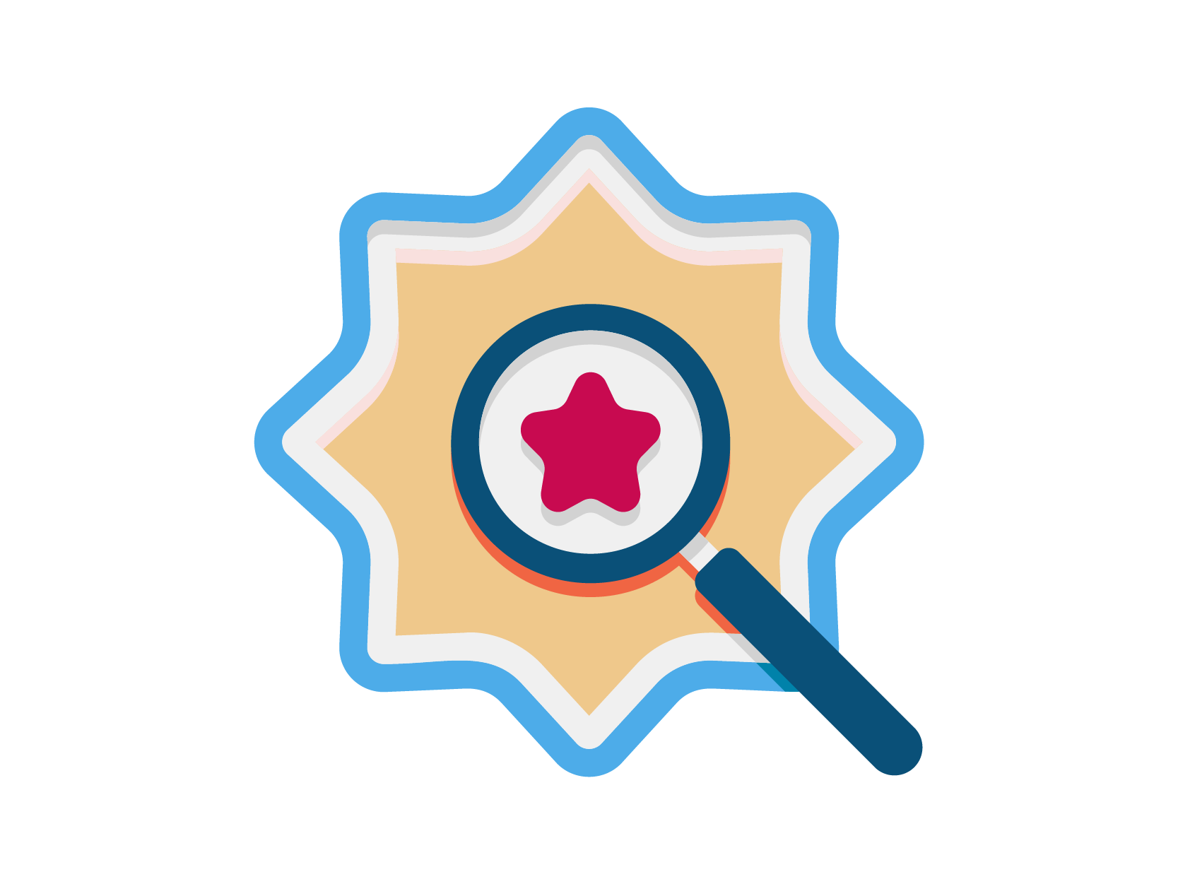 Magnifying glass with red star in the center