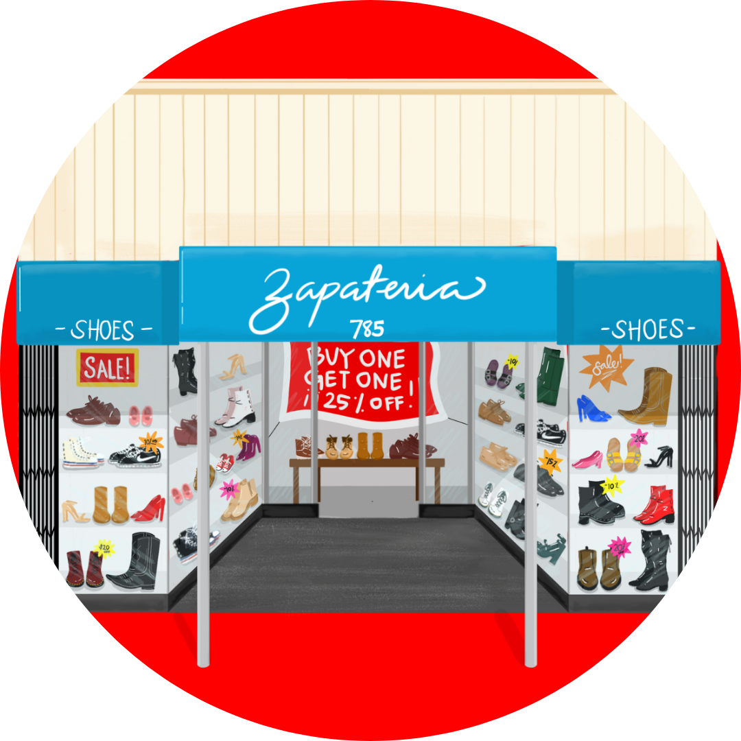 Illustration of a shoe store