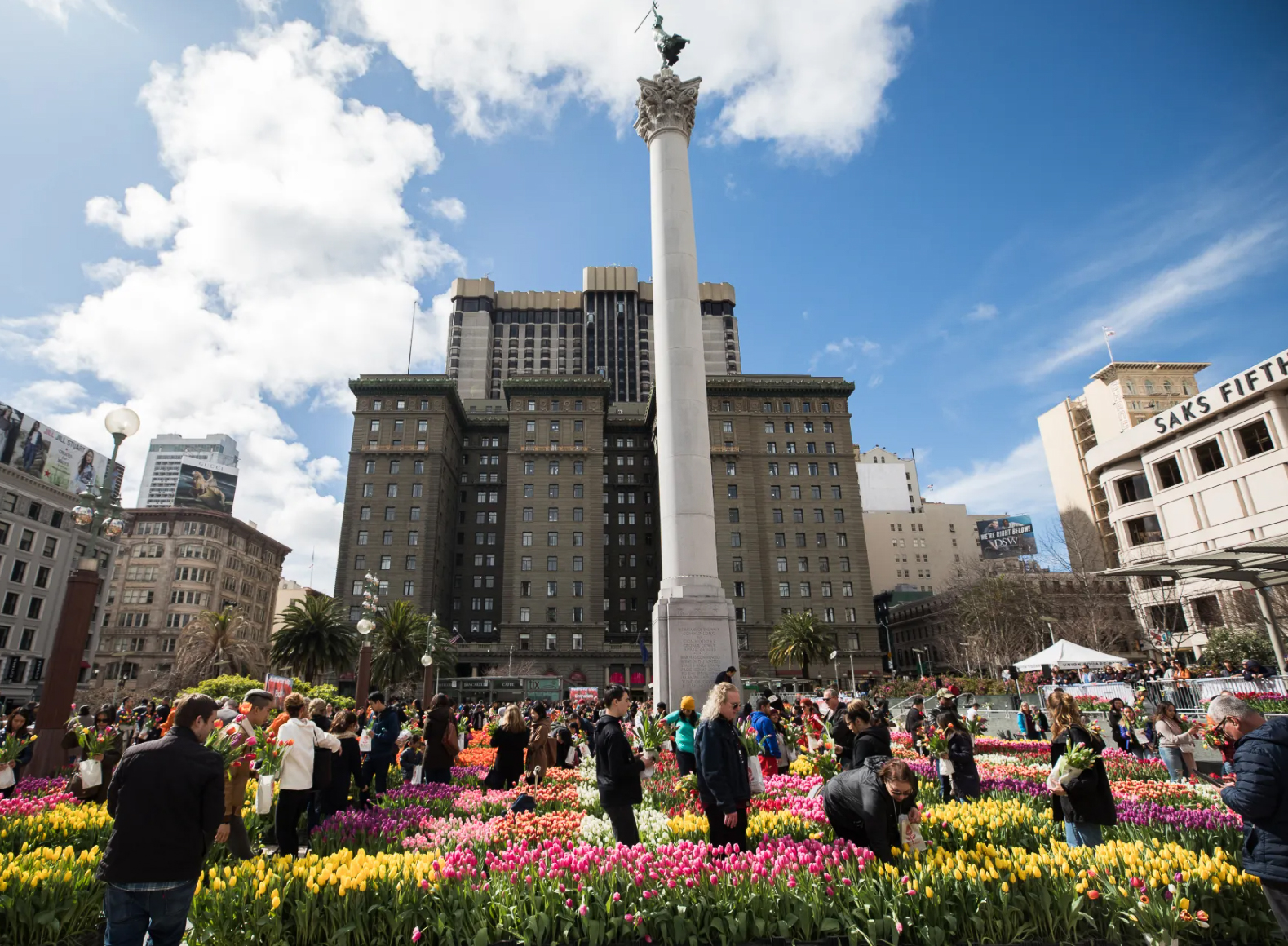 100,000 tulips filled Union Square bringing large crowds Downtown.