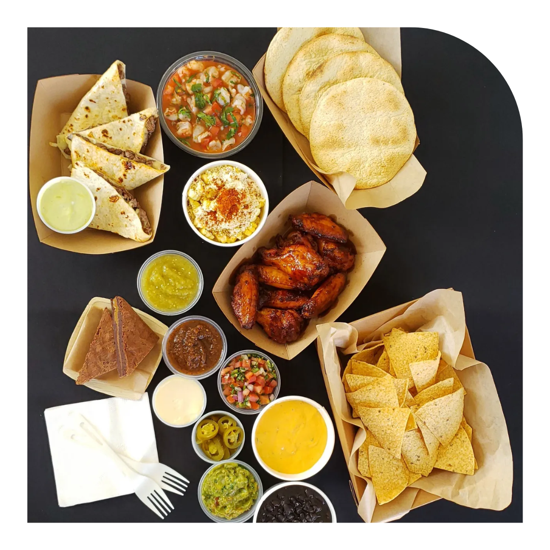 aerial photo of mexican food
