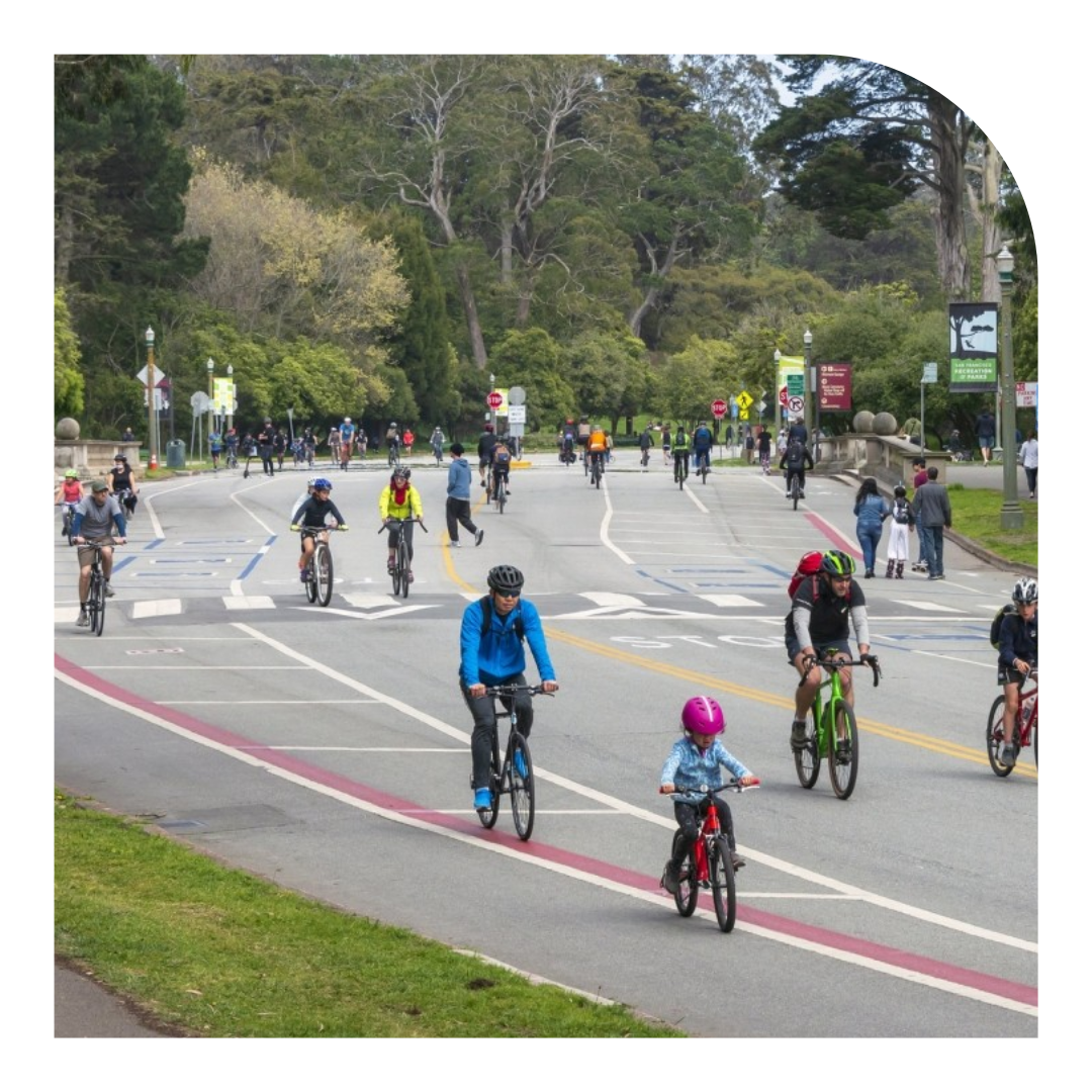 photo of bicycling through golden gate park