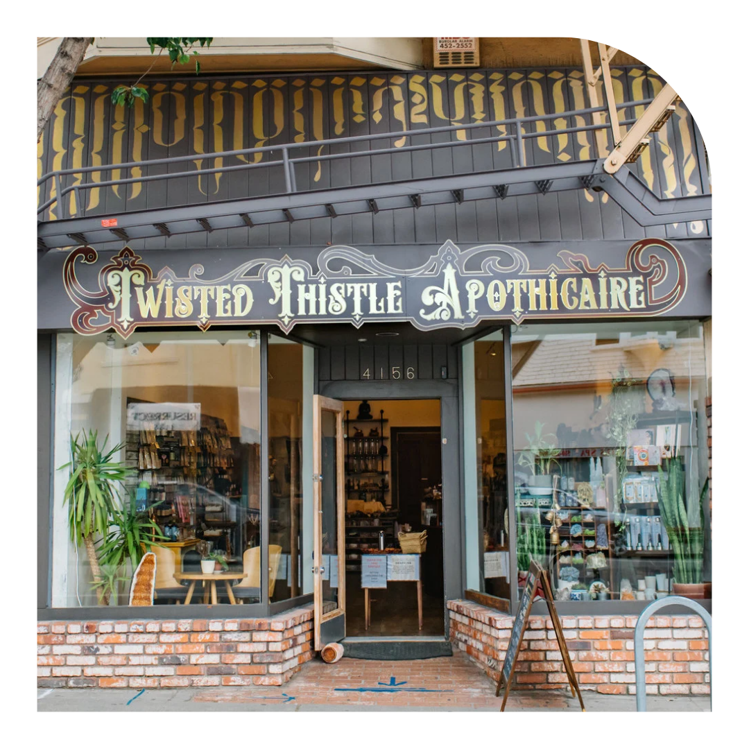 photo of a storefront of twisted thistle
