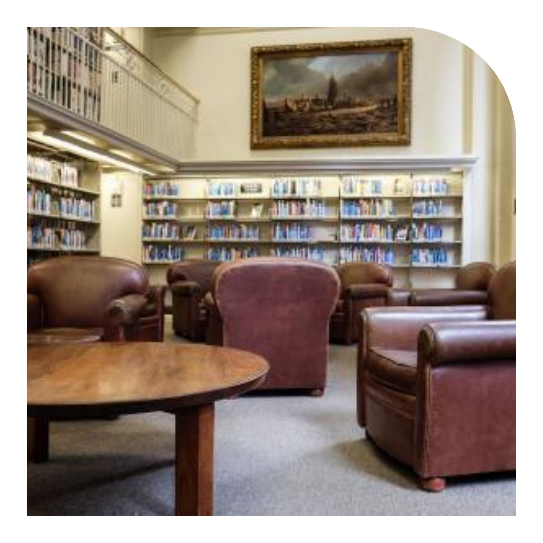photo of a library with chairs