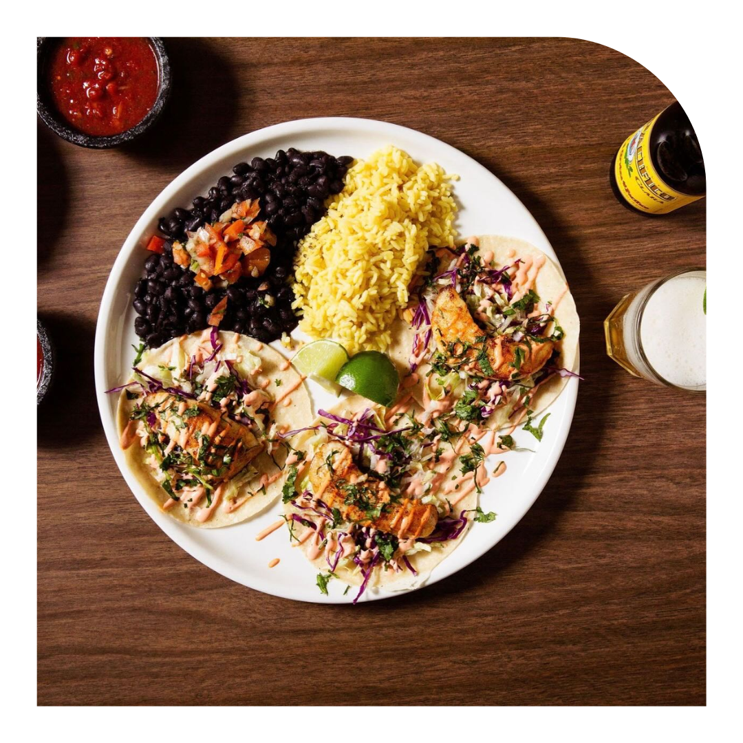 overhead photo of a plate of Mexican food