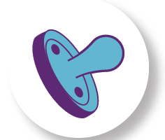 Blue and purple pacifier icon