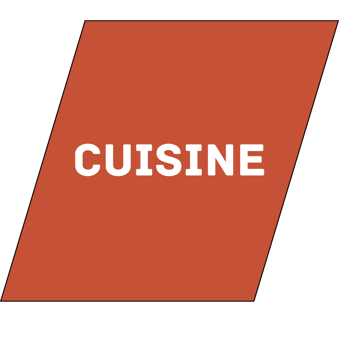 Red square with text "Cuisine"