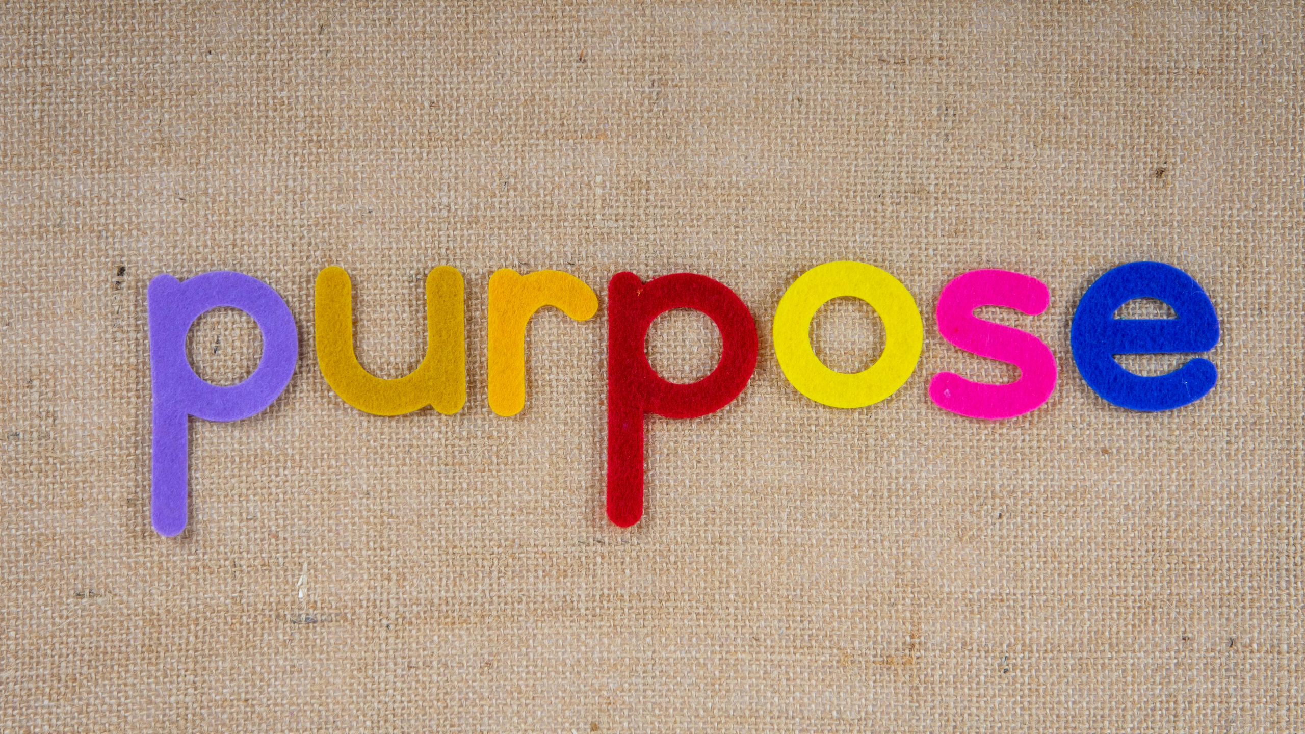 purpose in felt letters