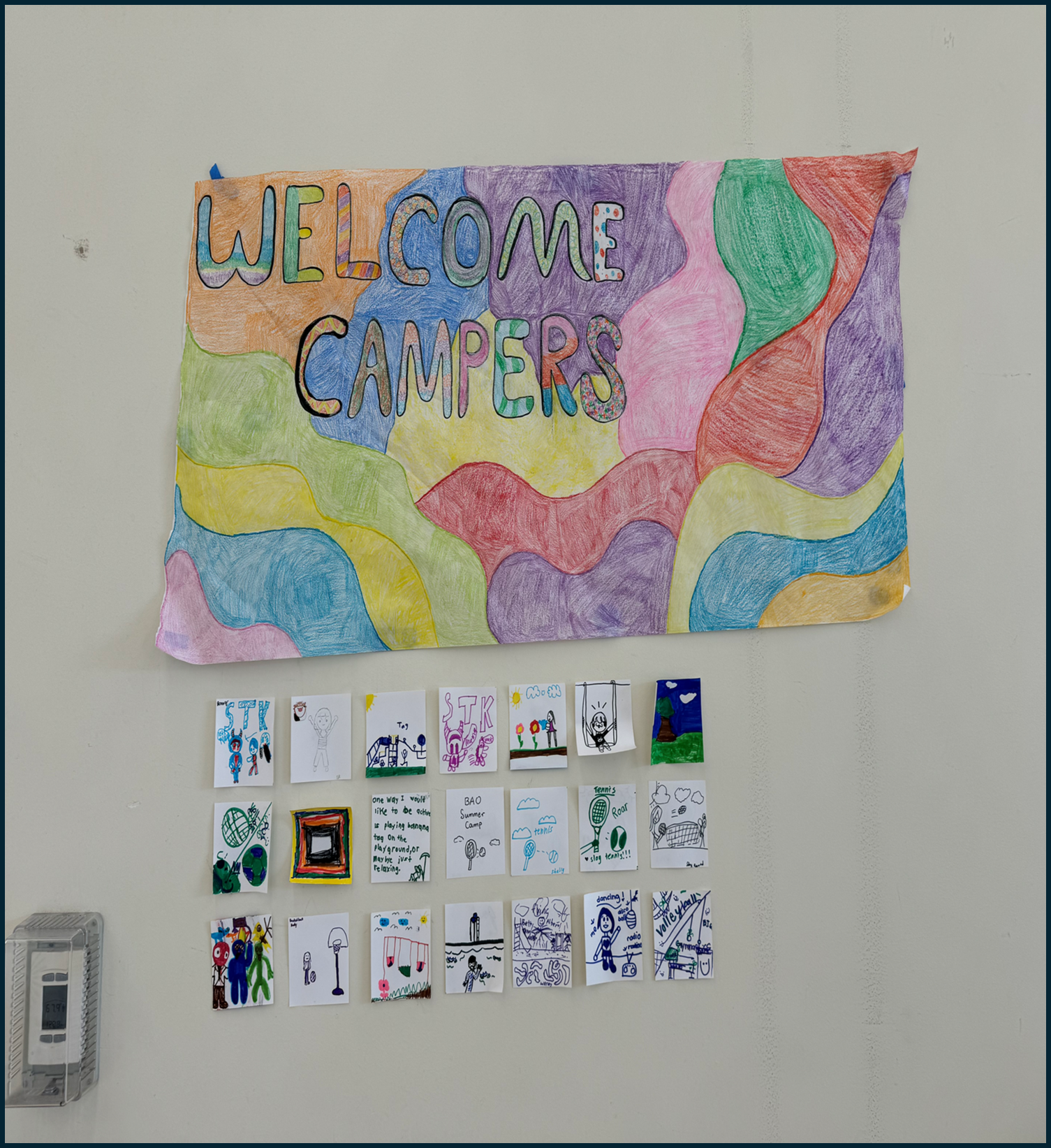 wellness mural highlighting favorite physical activities of campers 