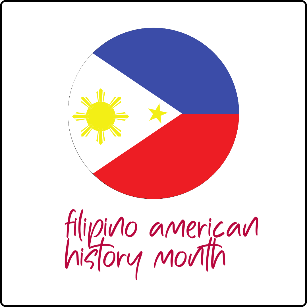 graphic of the Phillipines flag with text reading Filipino American History Month