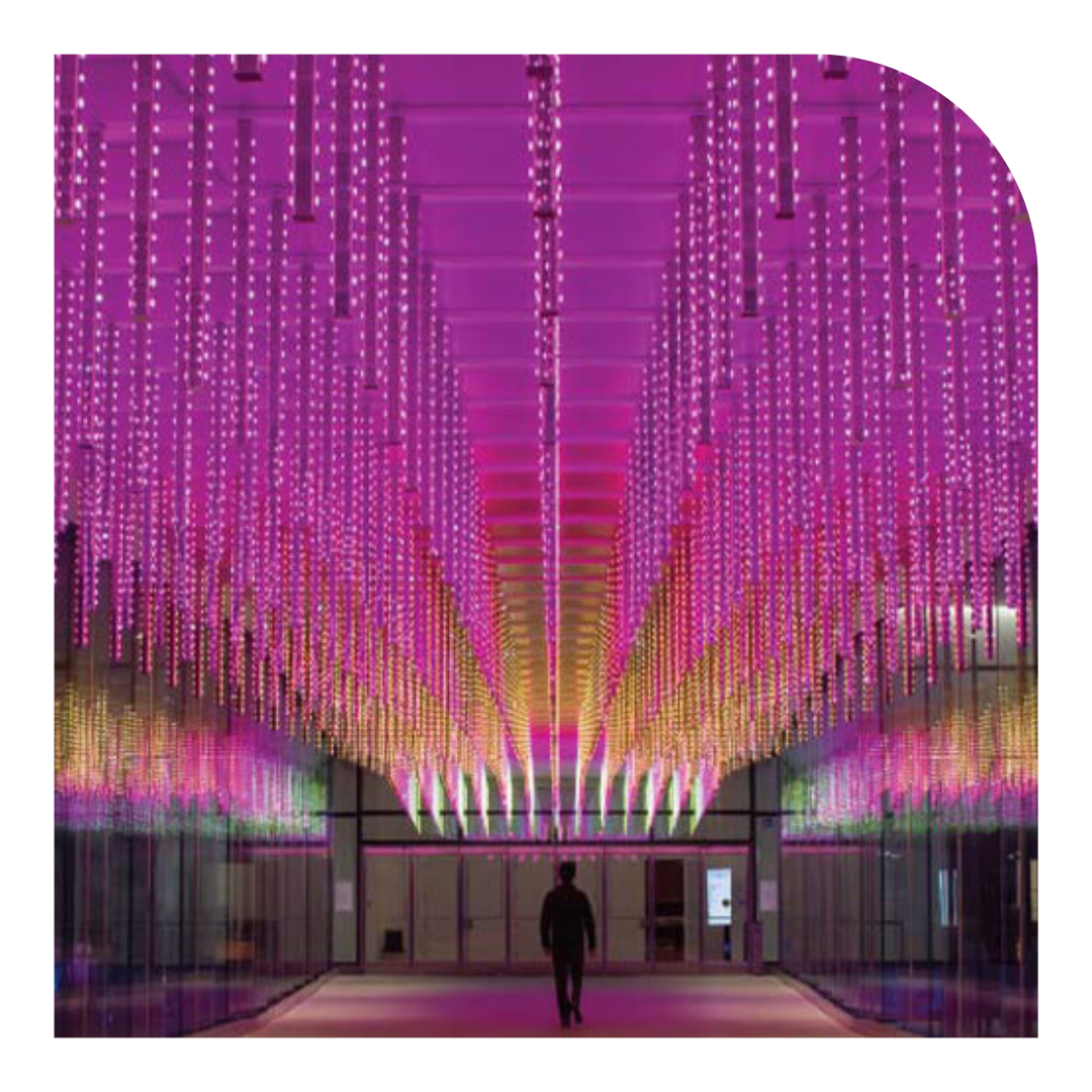 Photo of public art with purple leds