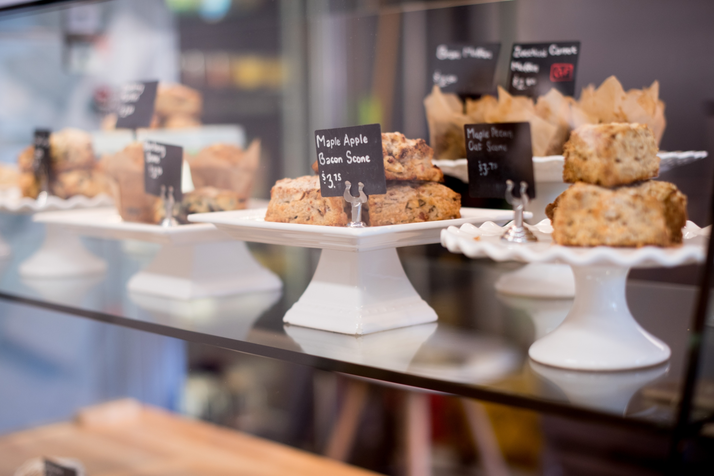 photo of a display case of scones