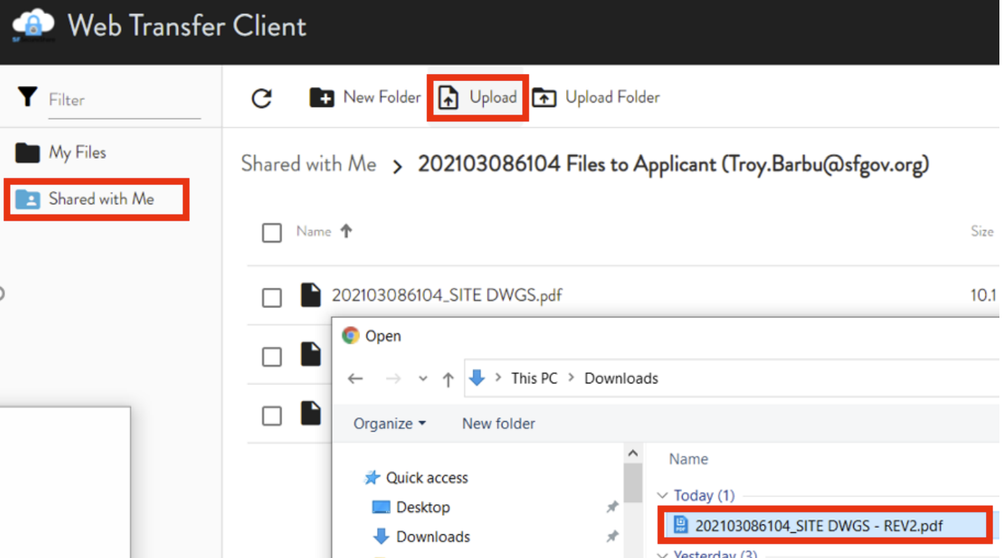 How to upload files on the Web Transfer Client page