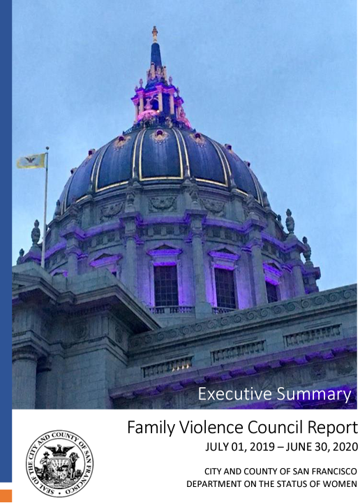 Cover of the family violence council report featuring San Francisco City Hall