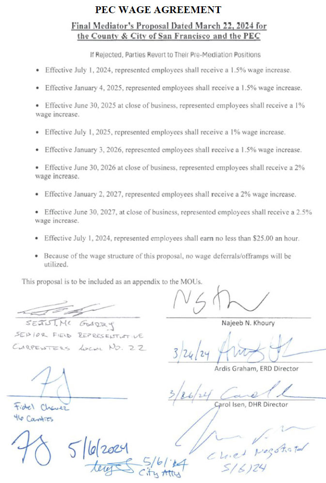 PEC Wage Agreement