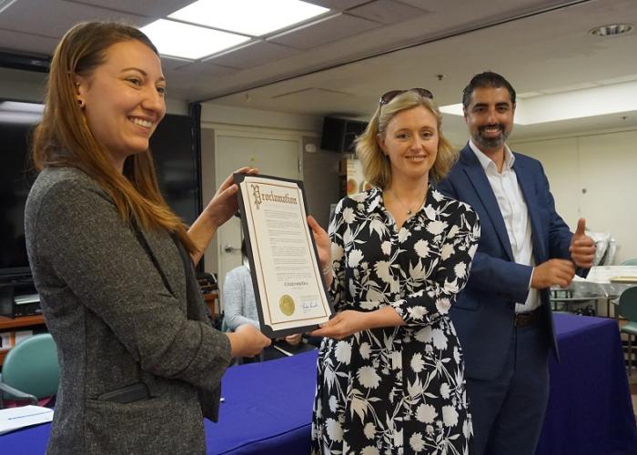 SF leaders holding proclamation from Mayor London Breed declaring September as Citizenship Month