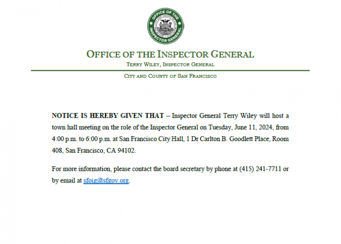Notice of Town Hall Meeting