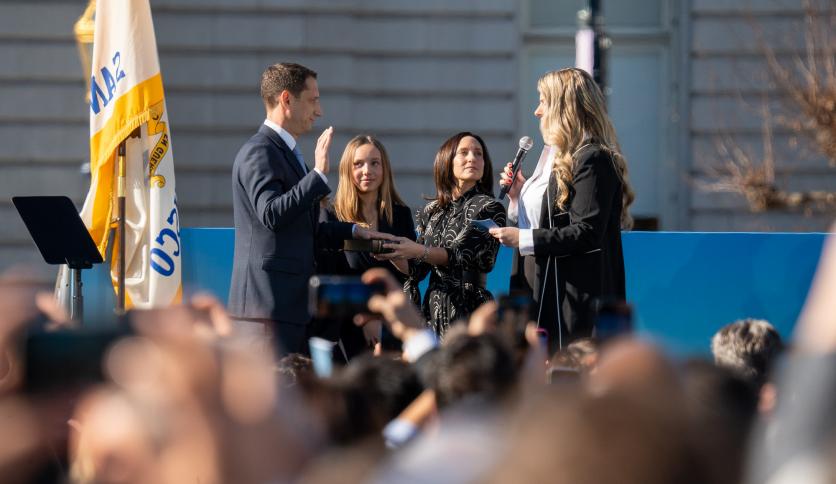 Mayor Daniel Lurie sworn in as the City's 46th mayor on Jan 8