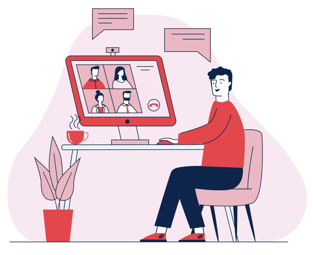 Illustration of person sitting at desk 