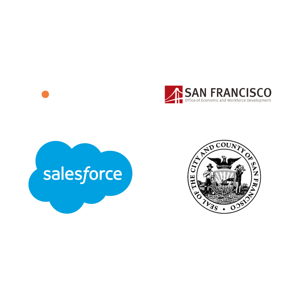Logos of Office of Civic Innovation, Salesforce, Office of Economic and Workforce development, and the City and County of San Francisco