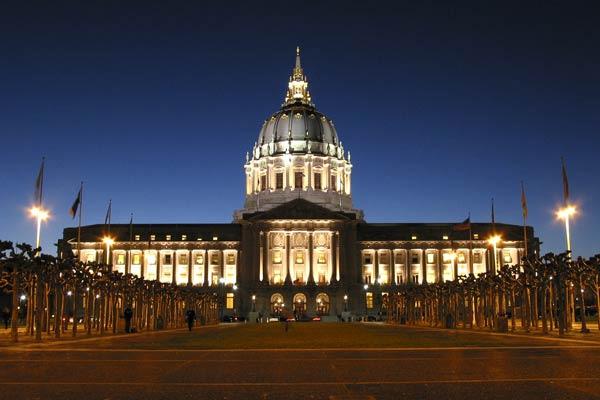 City Hall lit up