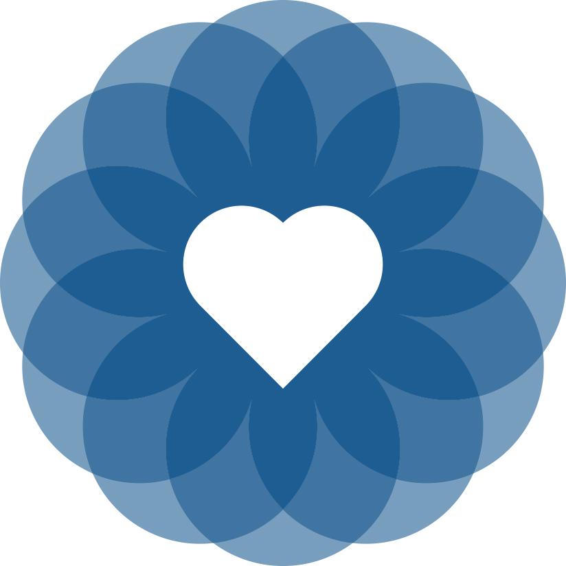SF Health Network Logo - Image of a white heart surrounded by blue circles