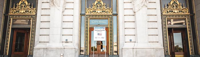 City Hall Voting Center sign
