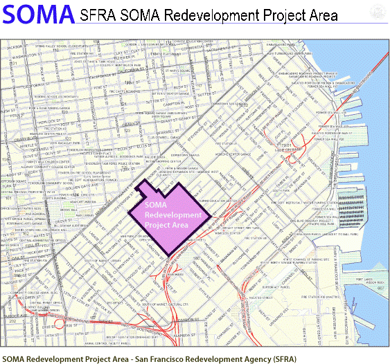 Map of SFRA SOMA Redevelopment Project Area