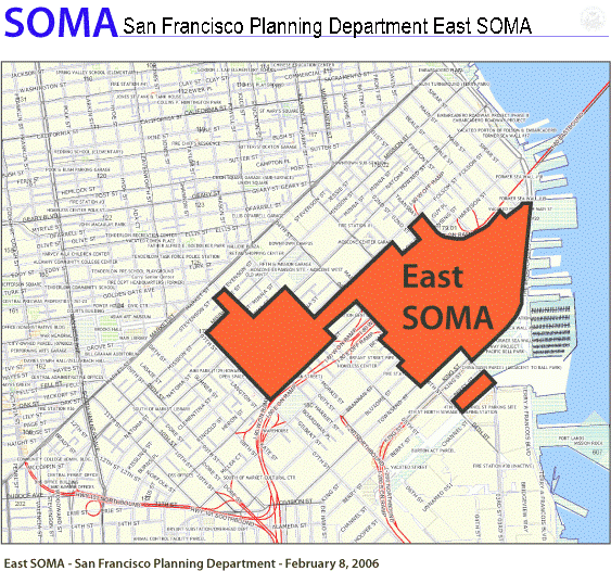 Map of San Francisco Planning Department East SOMA