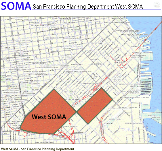 Map of San Francisco Planning Department West SOMA