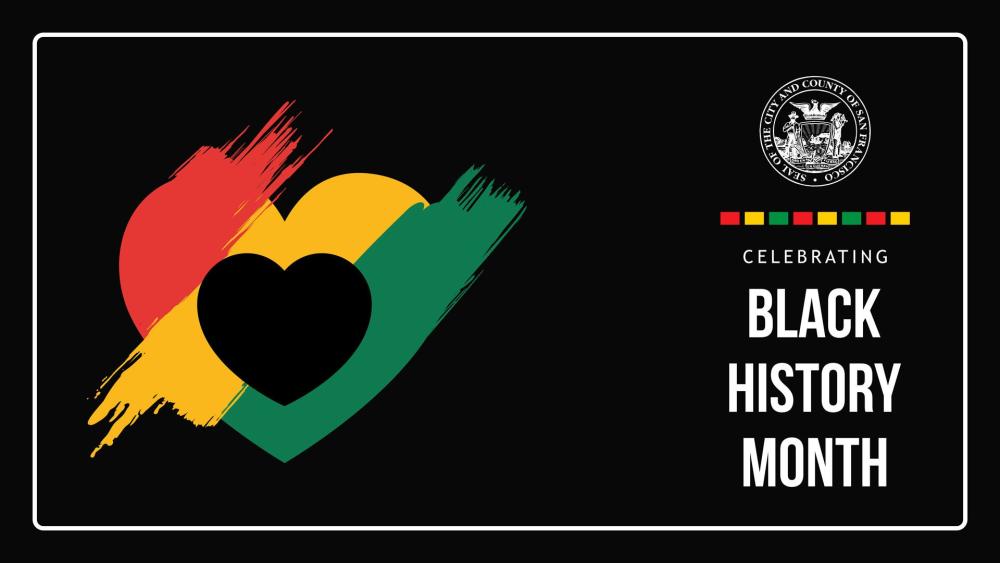 Black History Month Teams Background red, yellow and green heart