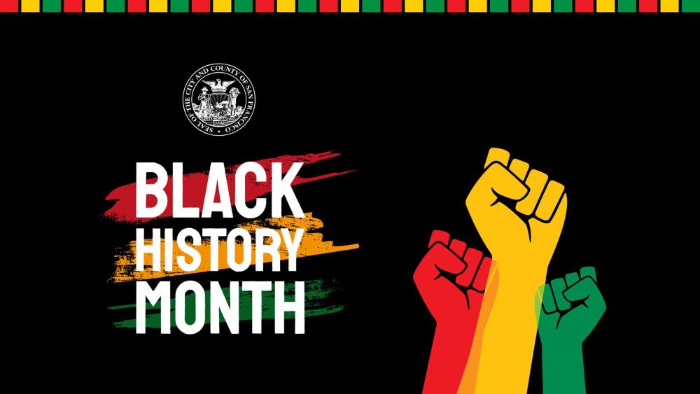 Black History Month Teams Background red, yellow and green fists