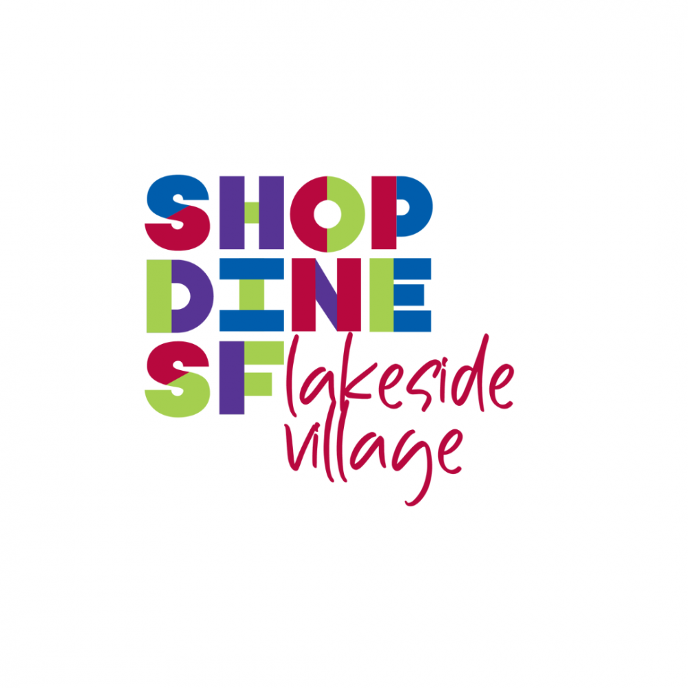 Logo reading Shop Dine Lakeside Village