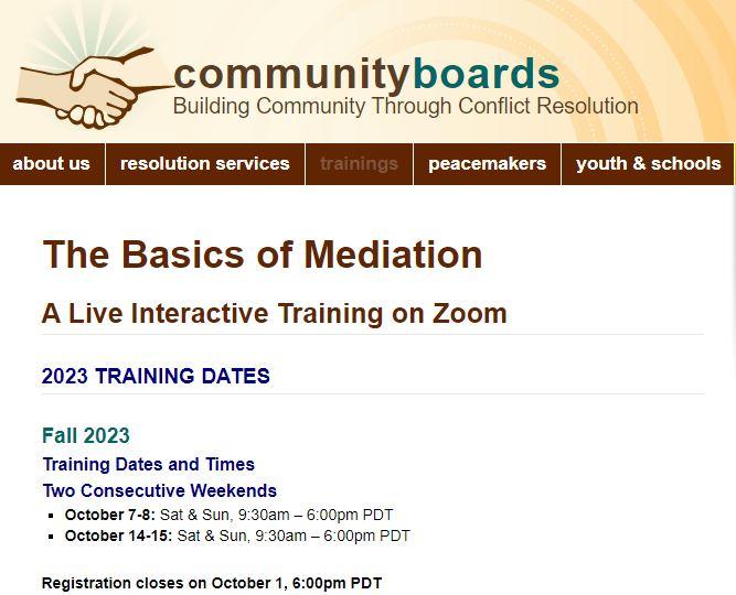 Mediation Training in October