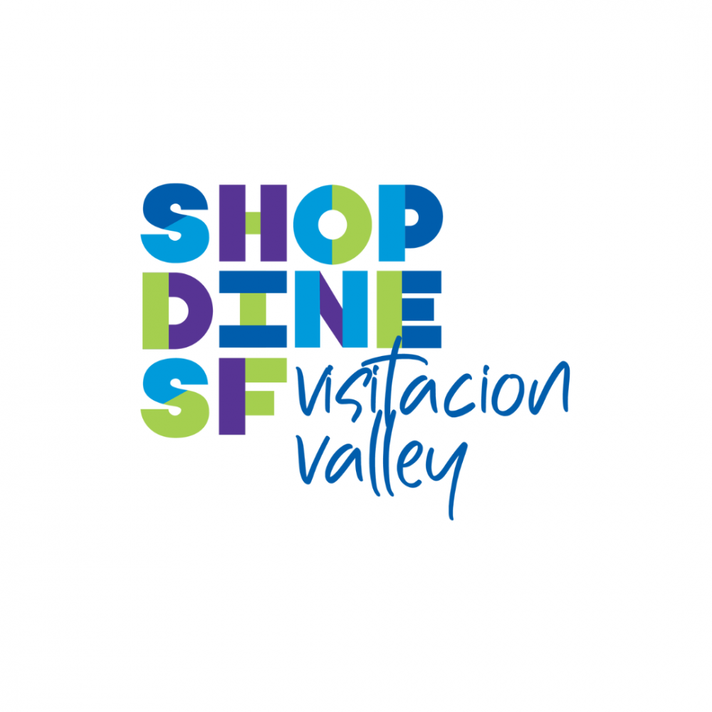 Logo reading Shop Dine Visitacion Valley
