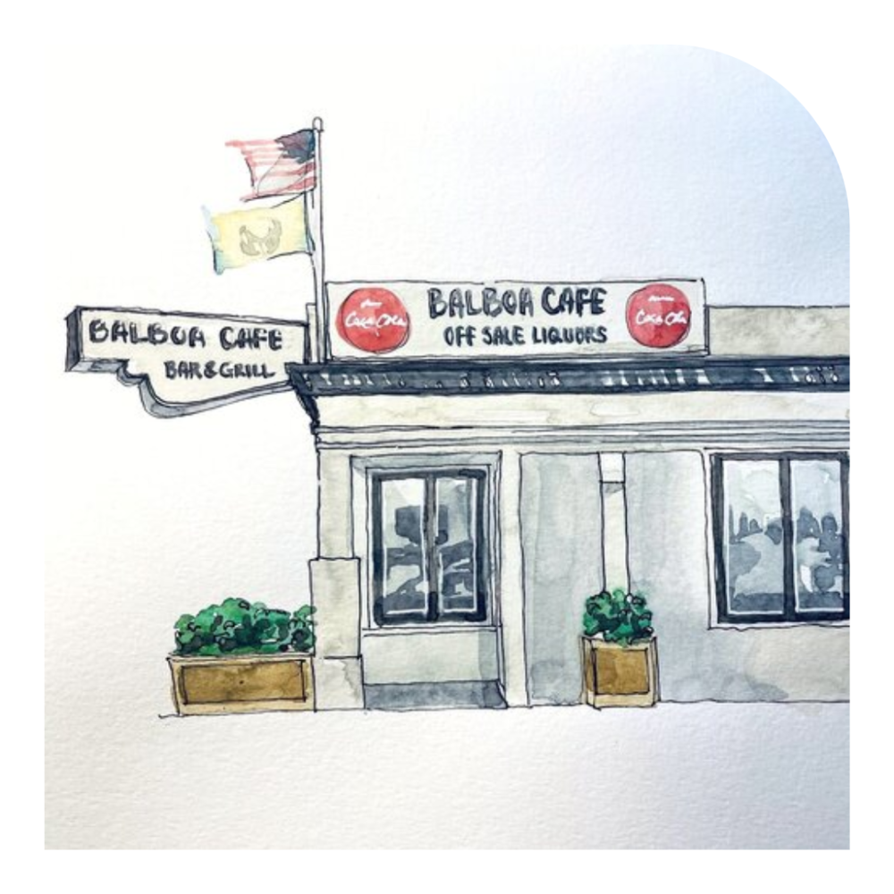 drawing of a 50's style diner